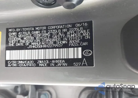 2017 Lexus Ct 200H z USA, uszkodzony, nr VIN JTHKD5BHXH2279937